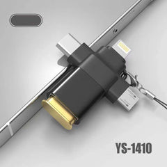 YS-1410 3-in-1 OTG Adapter - USB 3.0, SD/TF Card Reader & Charging Port for Smartphones, Tablets & Laptops