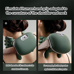 Master Hand Neck & Shoulder Massager with Heat. 3-mode , 2 temp levels & cordless design for back & legs. Green.