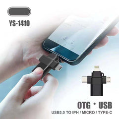 YS-1410 3-in-1 OTG Adapter - USB 3.0, SD/TF Card Reader & Charging Port for Smartphones, Tablets & Laptops