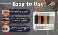 Wall Mounted Cereal Food Dispenser – 6-Section Space-Saving Kitchen Storage for Cereals, Pulses, and More