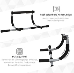 Multifunctional Door Pull-Up Bar | Steel and Foam Training Bracket for Home Workouts | Black and Grey